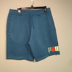 Puma Men’s Teal Blue Logo Athletic Shorts